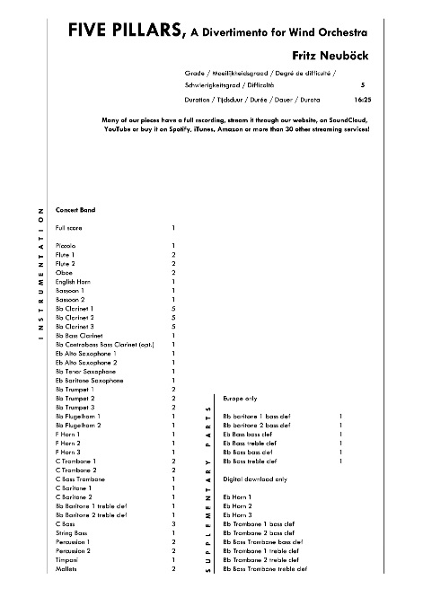 5 Pillars (A Divertimento for Wind Orchestra) (Five) - hier klicken