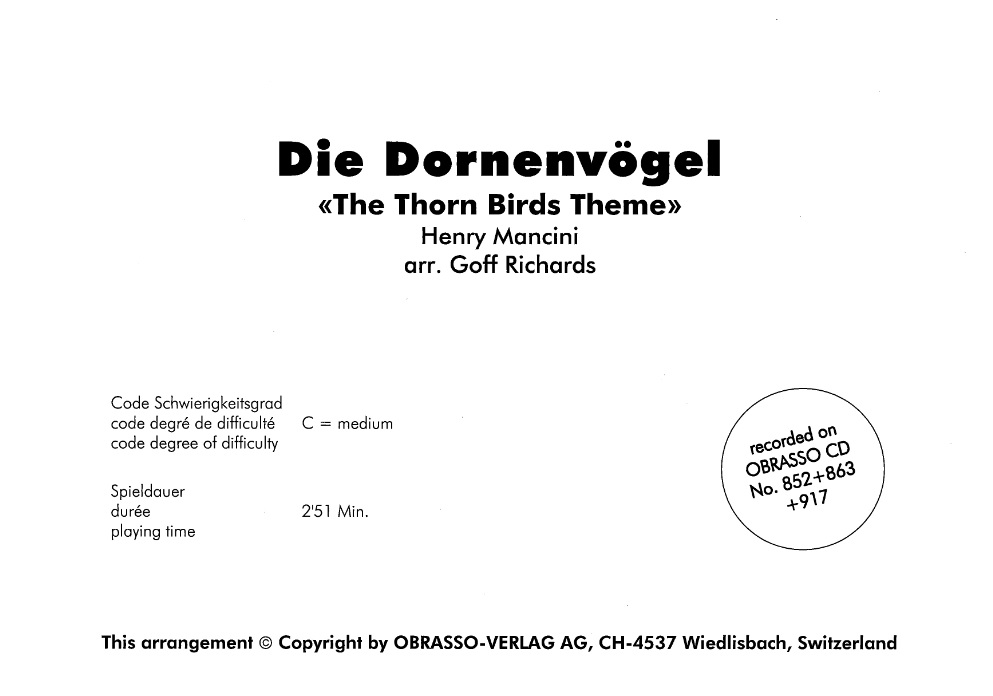 Thorn Birds Theme, The (Die Dornenvgel) - hier klicken