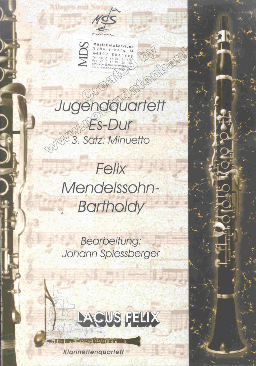 Jugendquartett Es-Dur / E-flat major (3.Satz Minuetto) (1823) - hier klicken Jugendquartett Es-Dur / E-flat major (3.Satz Minuetto) (1823) - hier klicken