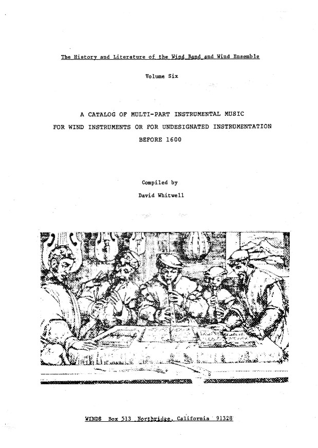 Catalog of Multi-Part Instrumental Music for Wind Instruments before 1600, A - hier klicken