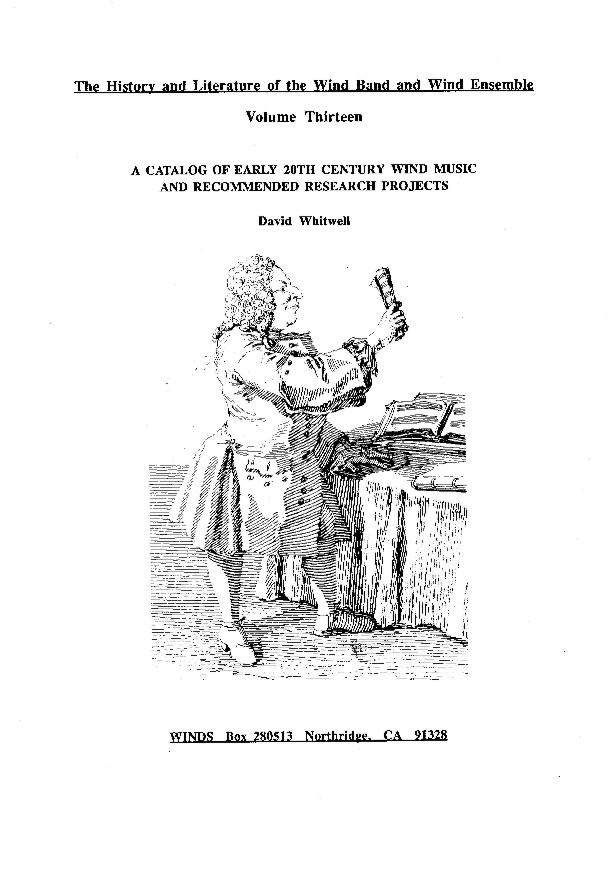 Catalogue of Early 20th Century Wind Music and Recommended Research Projects, A - hier klicken